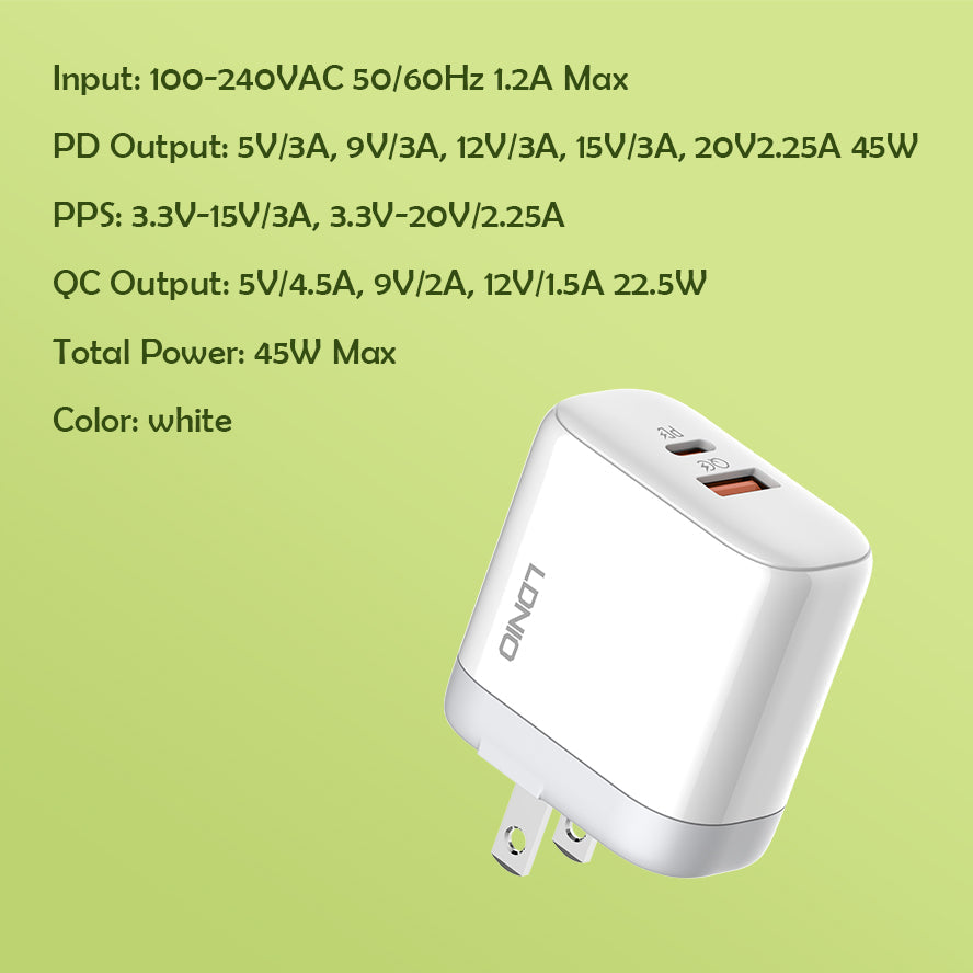 Caricabatterie da parete ultra rapido A2526C 45W ldnio