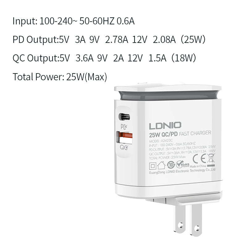 A2423C - Lampada LED con ricarica rapida PD/QC da 25W