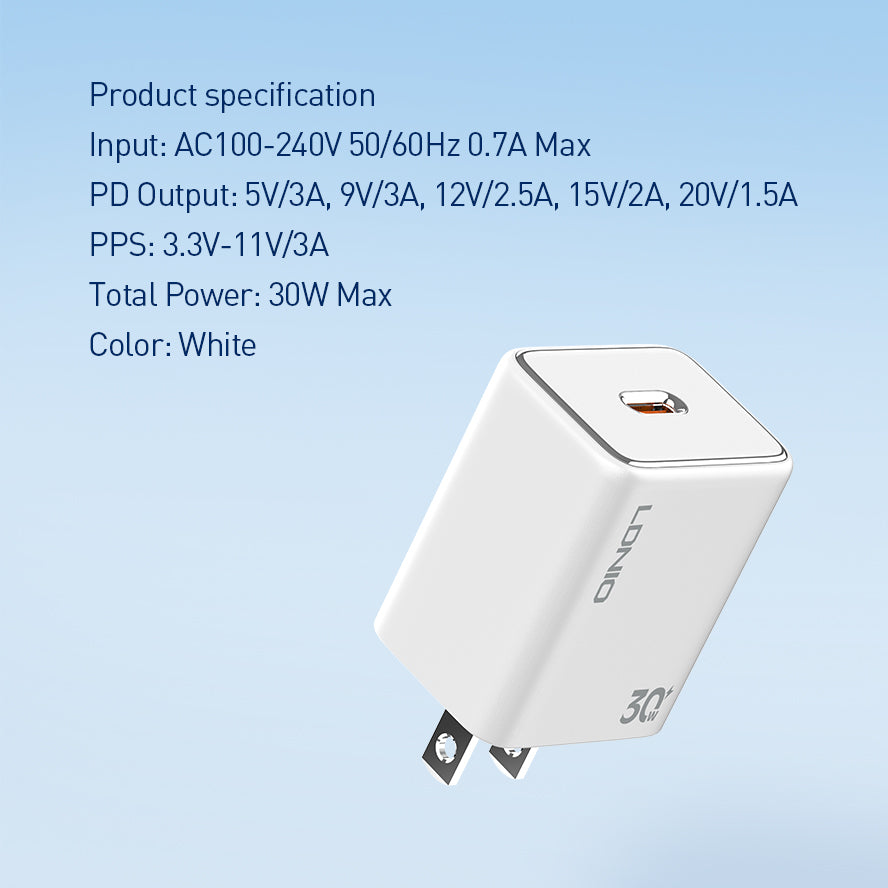 Caricabatterie Rapido 30W con Display LED