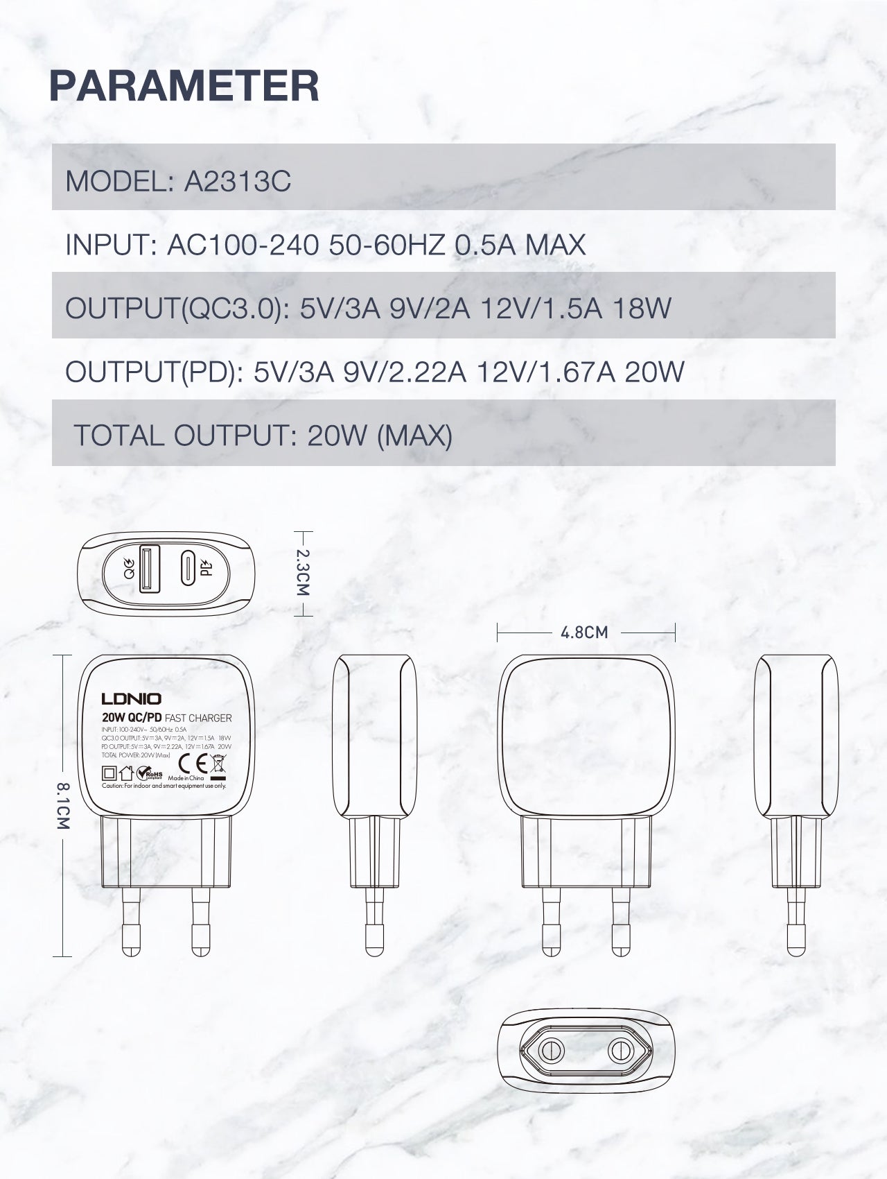 Caricabatterie da Muro QC3.0 20W