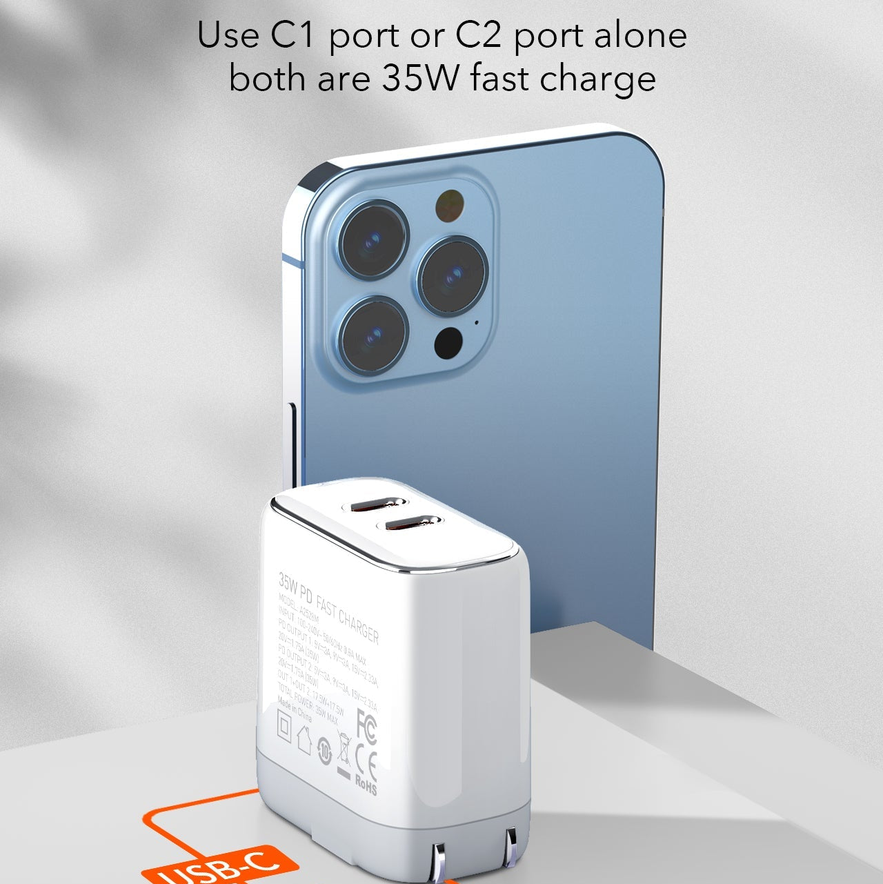 Caricabatterie Rapido 35W con Doppio USB-C ldnio