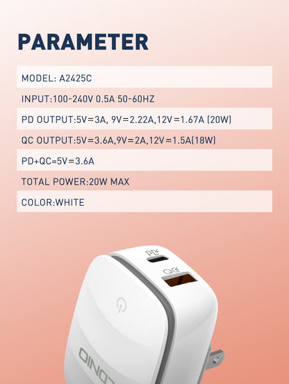 Caricabatterie da Muro QC3.0 20W