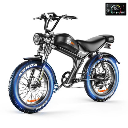 Emoko C93 48V – Bicicletta elettrica stile ciclomotore, fuoristrada, con sospensioni complete, pneumatici fat e motore da 1000W per adulti.
