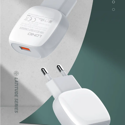 Caricabatterie Quick Charge 3.0 compatto, con cavo incluso —A1306Q