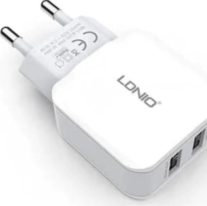LDNIO A2202 Caricatore da Muro 2 Porte USB 2,4A – Ricarica Rapida per Smartphone e Tablet, Spina EU, Bianco