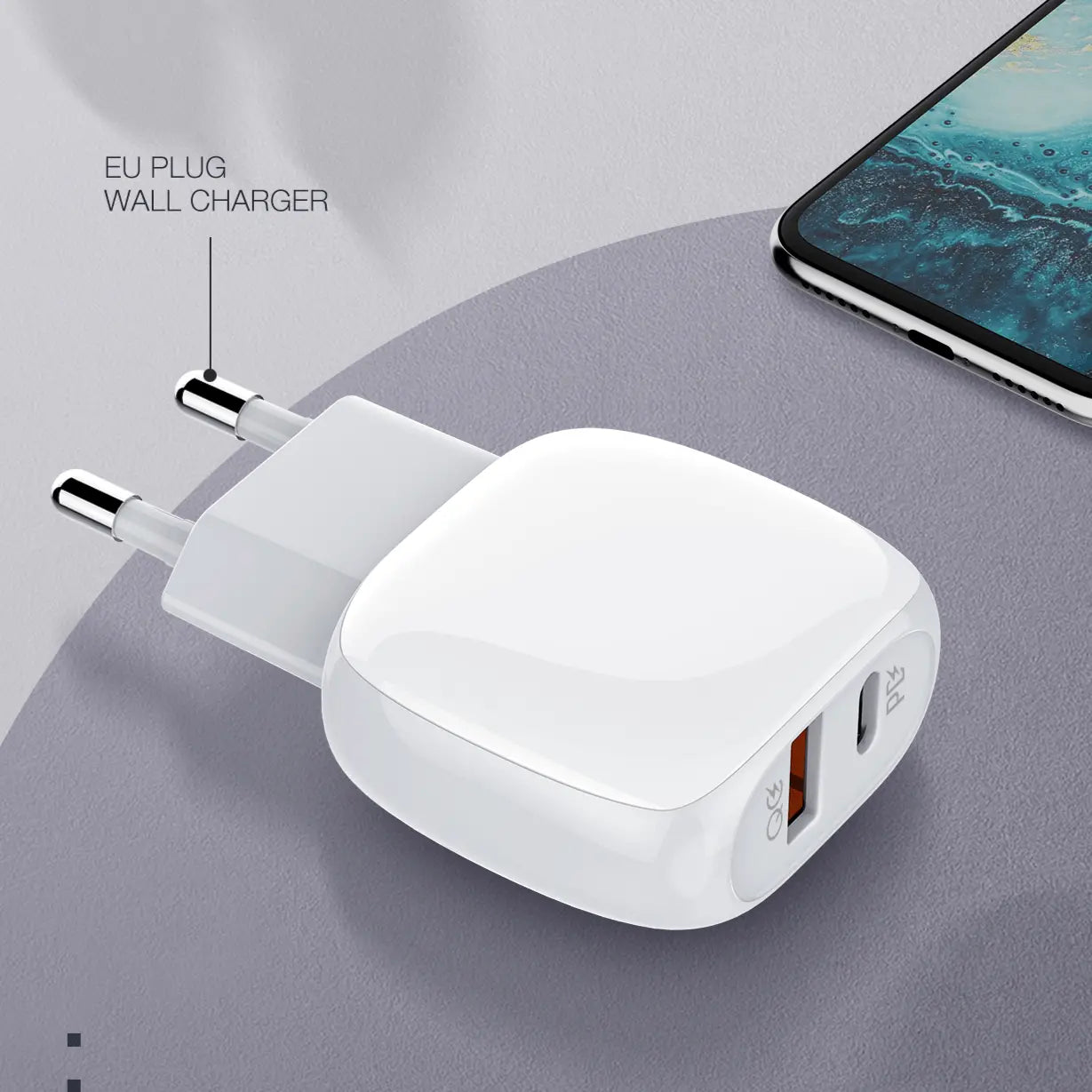 Caricabatterie doppia porta 20W, compatto per iPhone e Android A2313C