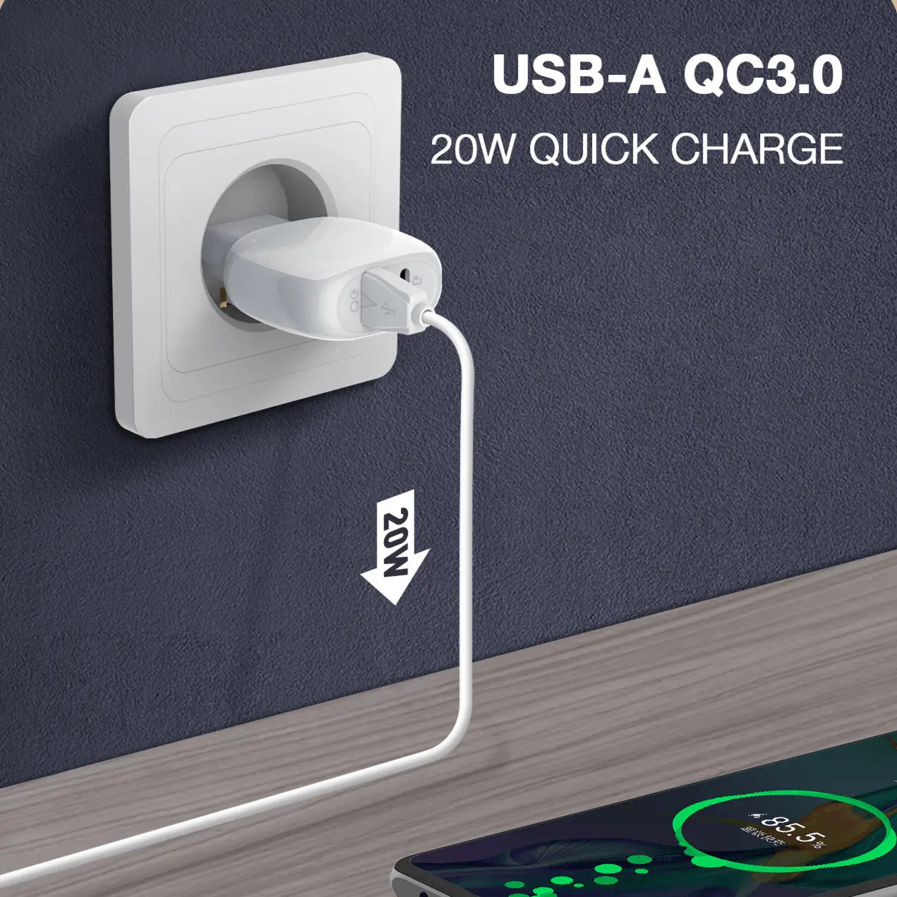 Caricabatterie doppia porta 20W, compatto per iPhone e Android A2313C