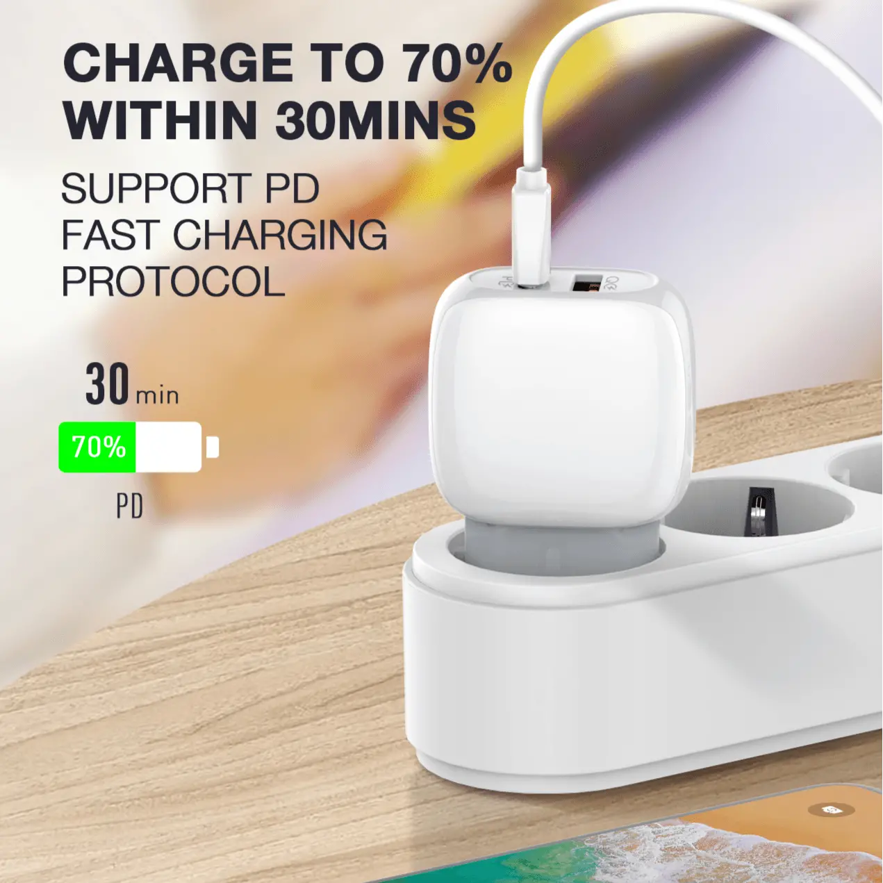 Caricabatterie doppia porta 20W, compatto per iPhone e Android A2313C