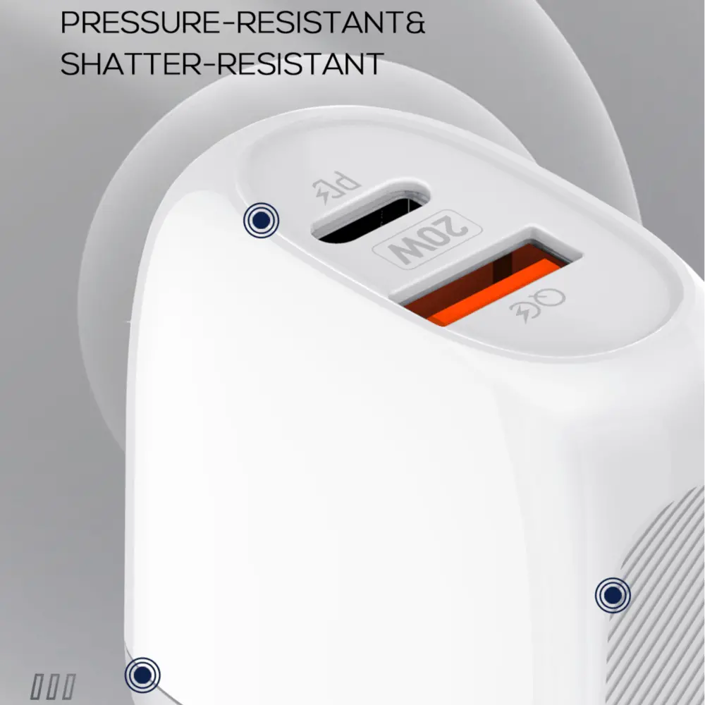 Caricabatterie doppia porta 20W, compatto per iPhone e Android A2316C