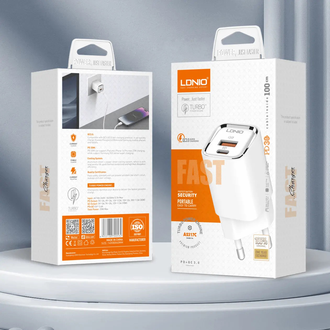 Caricabatterie doppia porta 30W, per iPhone e Android insieme A2317C
