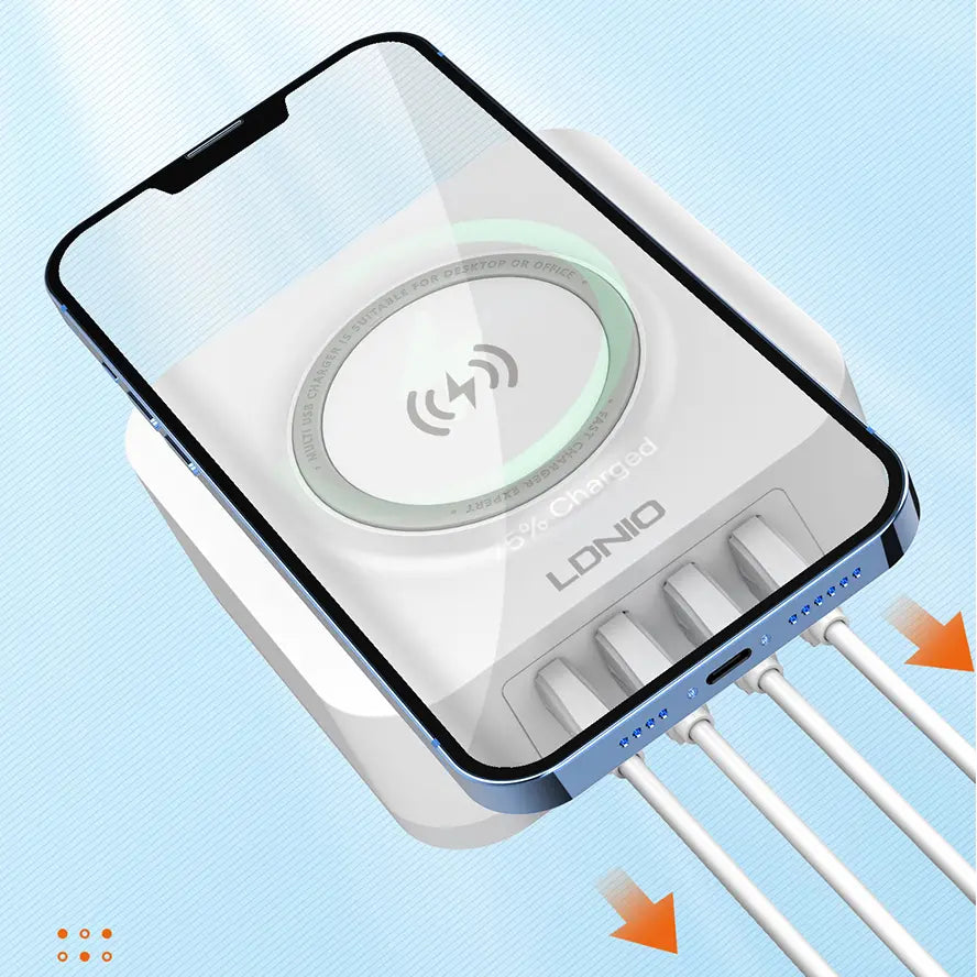 AW004 Stazione di Ricarica Wireless 5 in 1 32W | Caricatore Wireless 15W con USB-C PD e QC3.0