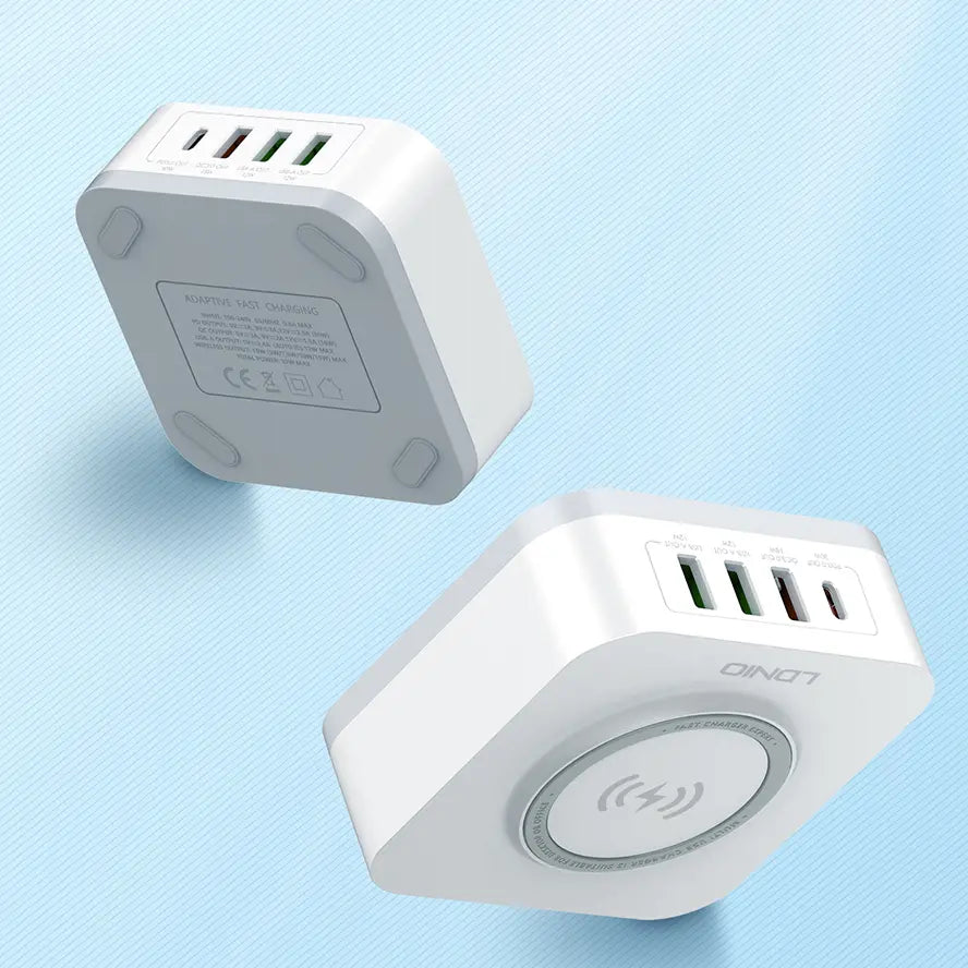 AW004 Stazione di Ricarica Wireless 5 in 1 32W | Caricatore Wireless 15W con USB-C PD e QC3.0