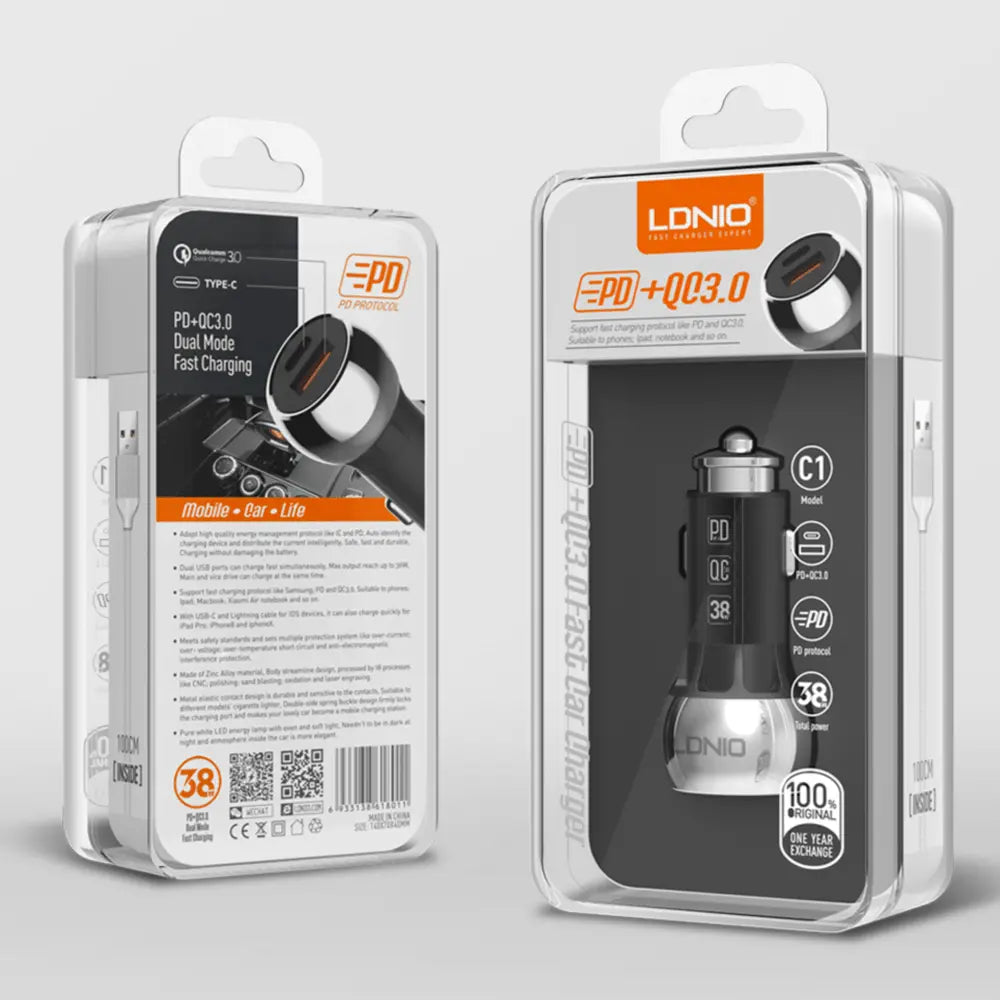 Caricabatterie da auto 38/36W, doppia porta USB