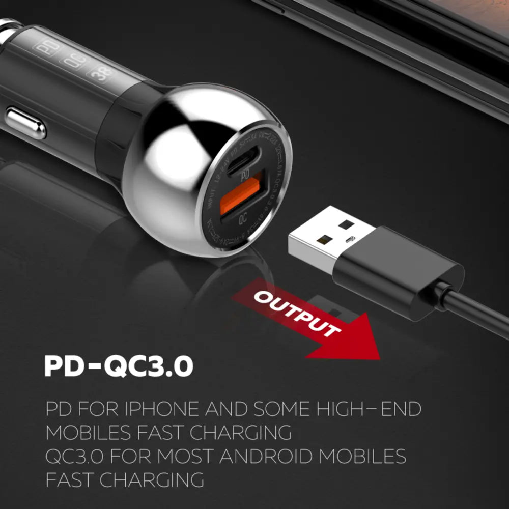 Caricabatterie da auto 38/36W, doppia porta USB