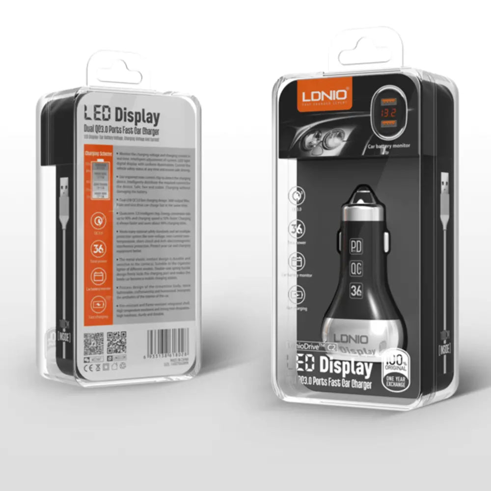 Caricabatterie da auto 38/36W, doppia porta USB