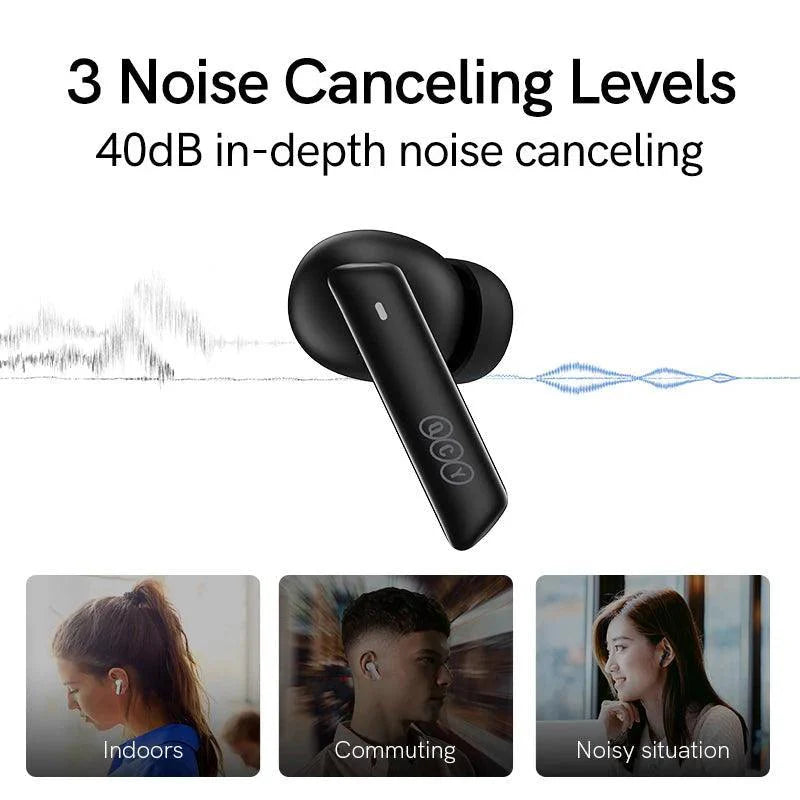 QCY HT05 MeloBuds ANC Auricolari Wireless Bluetooth 5.2 TWS con Cancellazione Attiva del Rumore, 6 Microfoni ENC, Impermeabili IPX5