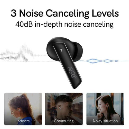 QCY HT05 MeloBuds ANC Auricolari Wireless Bluetooth 5.2 TWS con Cancellazione Attiva del Rumore, 6 Microfoni ENC, Impermeabili IPX5