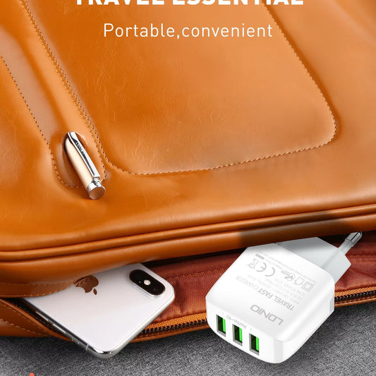 Caricabatterie da Muro con 3 Porte USB (17W) ldnio