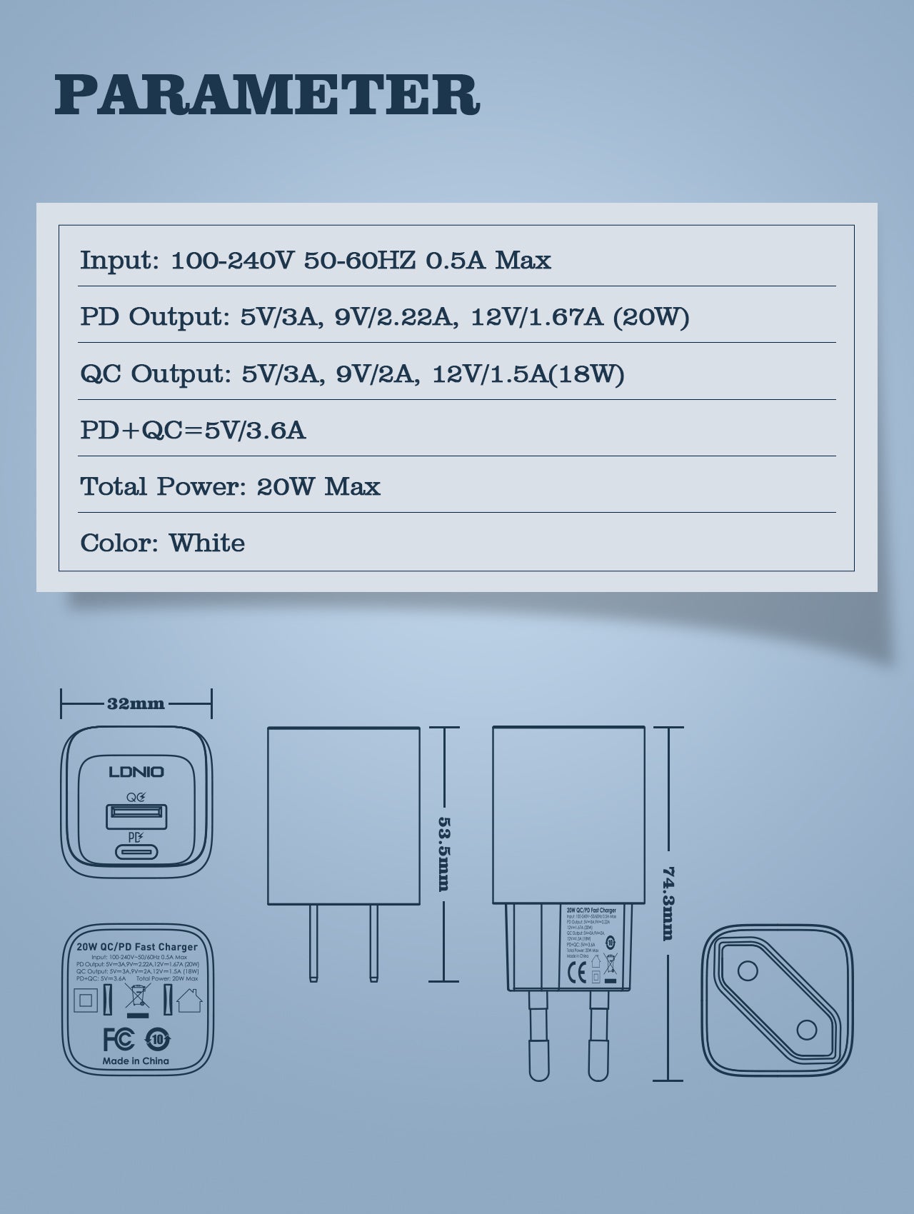 Caricabatterie da Muro QC3.0 20W