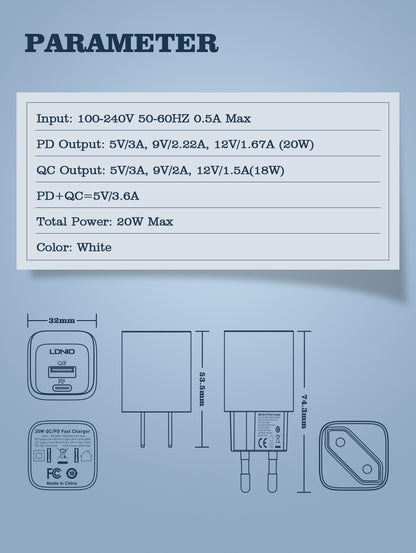 Caricabatterie da Muro QC3.0 20W
