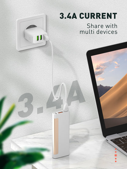 Caricabatterie da Muro con 3 Porte USB (17W)